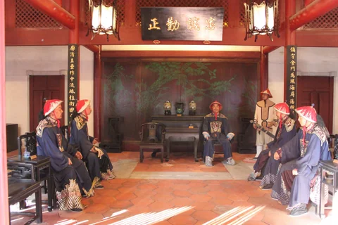 金門鎮總兵署室內的歷史人物蠟像陳設